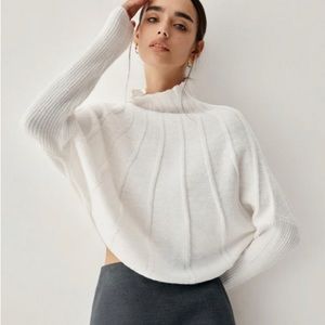 Commense White Cowl Neck Sweater